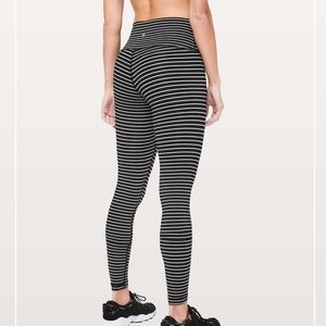 Lululemon Black White Parallel Striped Wunder Under Legging